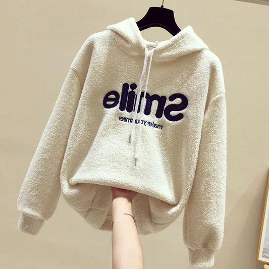 Fleece-Lined Thick Hooded Sweatshirt for Women