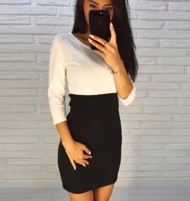 Vestido Midi de Tres Colores con Mangas Tres Cuartos