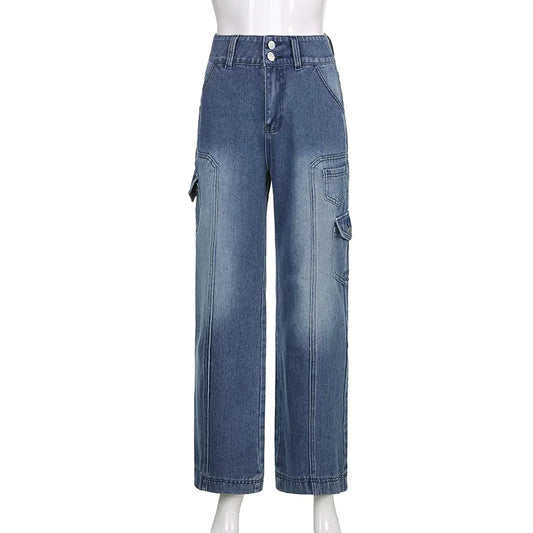Jeans Cargo Holgados de Cintura Alta Vintage de los 90 para Mujeres