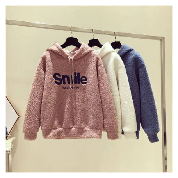 Fleece-Lined Thick Hooded Sweatshirt for Women