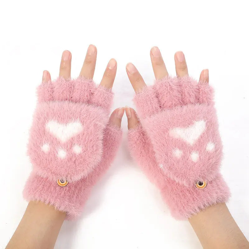 Guantes de Punto con Garra de Gato para Invierno
