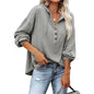 Loose-Fit Solid Color Long Sleeve Hoodie Sweatshirt