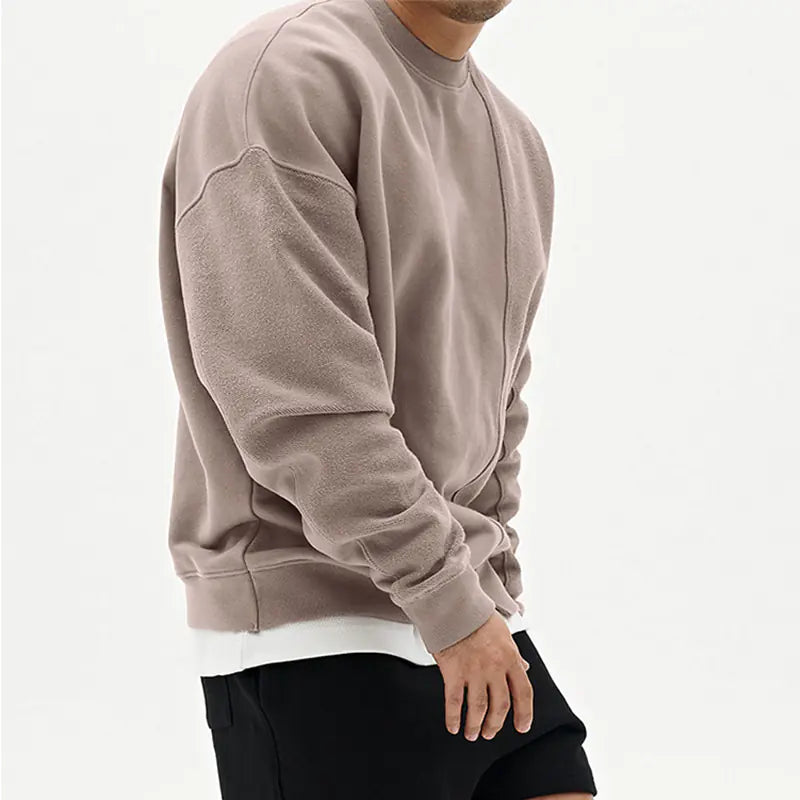 Men's Crew Neck Sweater with Drop Shoulder Sleeves
