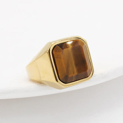 Men's Simple Square Tiger Eye Gem Fashion Ring