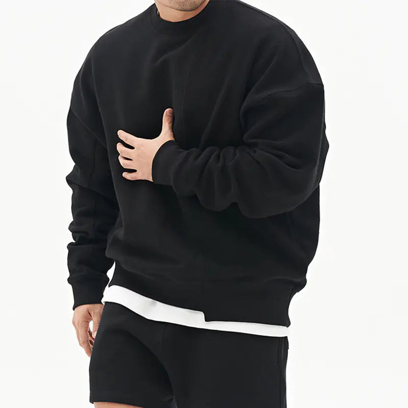 Men's Crew Neck Sweater with Drop Shoulder Sleeves