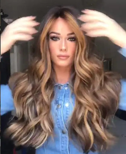 Long Wavy Middle Part Synthetic Hair Wig