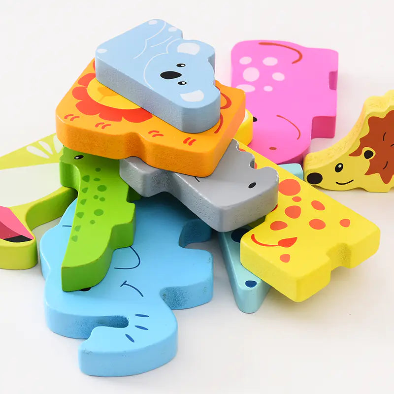 3D Wooden Animal Puzzle Match Educational Toy