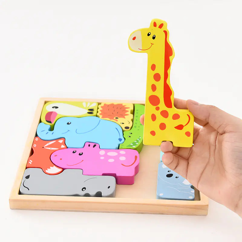 3D Wooden Animal Puzzle Match Educational Toy