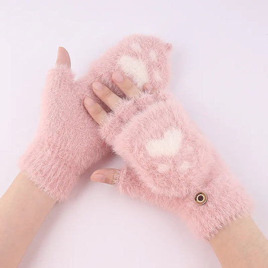 Guantes de Punto con Garra de Gato para Invierno