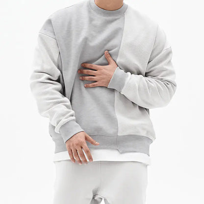 Men's Crew Neck Sweater with Drop Shoulder Sleeves