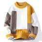 Men's Crew Neck Pullover Sweater with Color Contrast