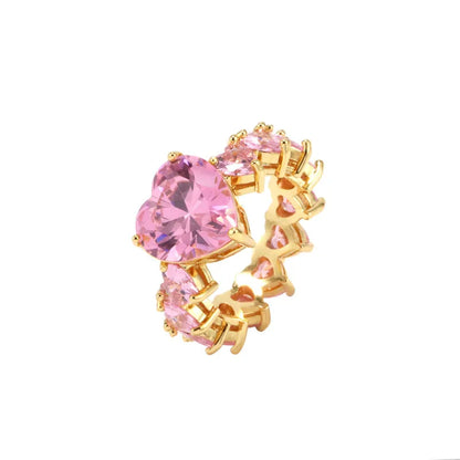 Heart Inlaid Zircon Ring