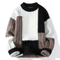 Men's Crew Neck Pullover Sweater with Color Contrast