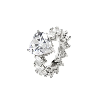Heart Inlaid Zircon Ring