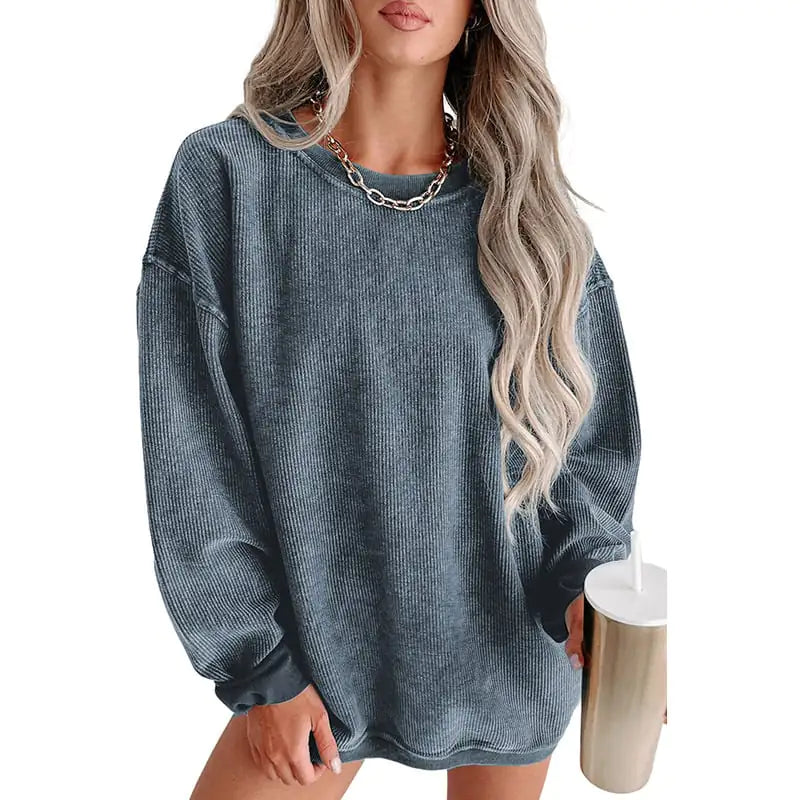 Casual Solid Color Knitted Long Sleeve Pullover Sweater