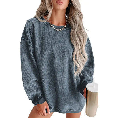 Casual Solid Color Knitted Long Sleeve Pullover Sweater