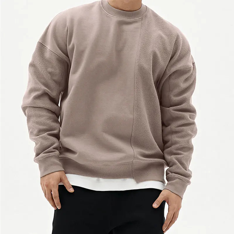 Men's Crew Neck Sweater with Drop Shoulder Sleeves