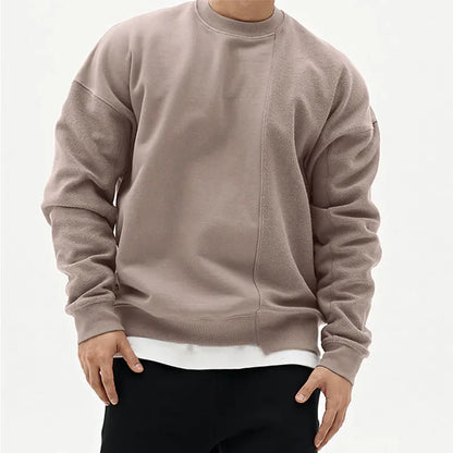 Men's Crew Neck Sweater with Drop Shoulder Sleeves