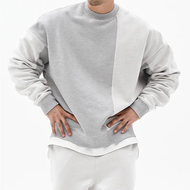 Men's Crew Neck Sweater with Drop Shoulder Sleeves