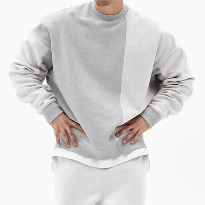 Men's Crew Neck Sweater with Drop Shoulder Sleeves