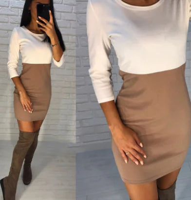 Vestido Midi de Tres Colores con Mangas Tres Cuartos