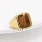 Men's Simple Square Tiger Eye Gem Fashion Ring