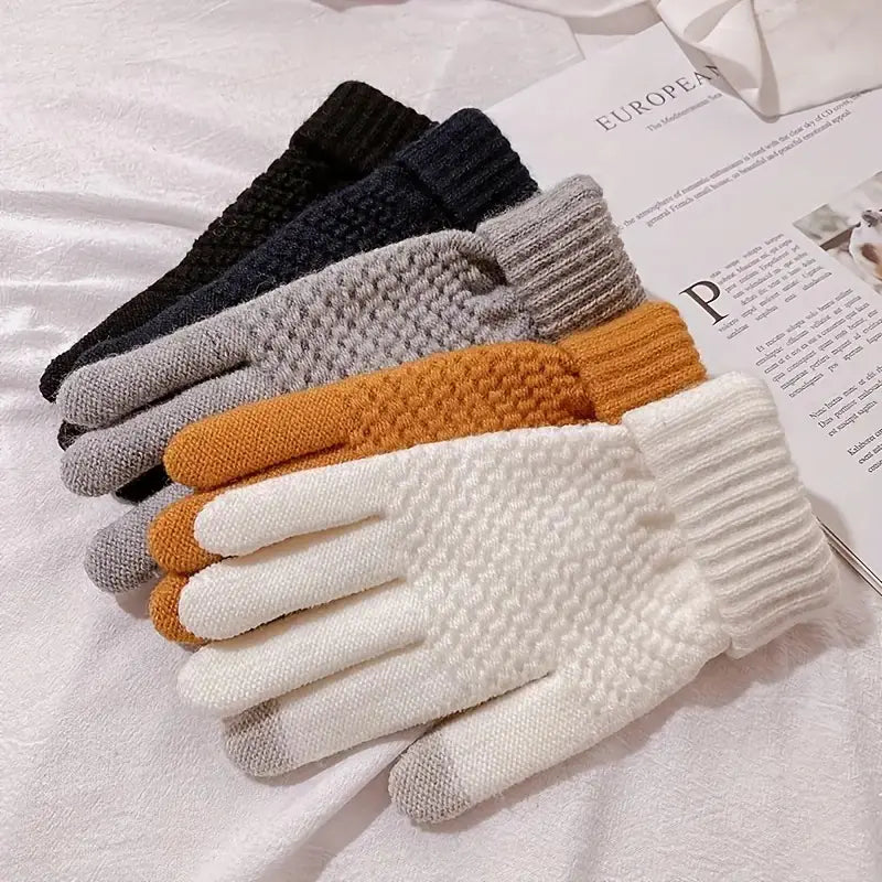 Guantes Térmicos de Lana Tejidos para Deportes de Invierno con Función Táctil