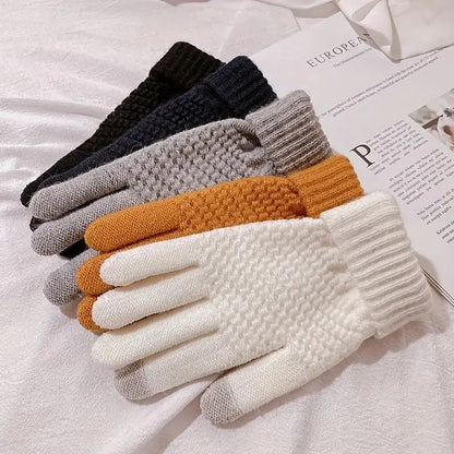 Guantes Térmicos de Lana Tejidos para Deportes de Invierno con Función Táctil