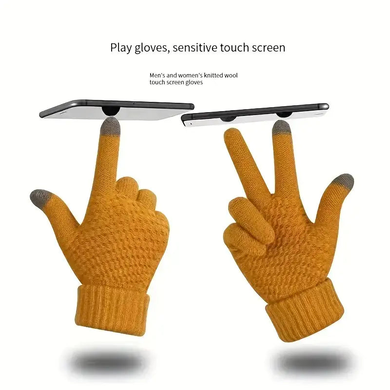Guantes Térmicos de Lana Tejidos para Deportes de Invierno con Función Táctil