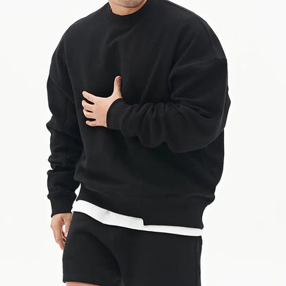 Men's Crew Neck Sweater with Drop Shoulder Sleeves