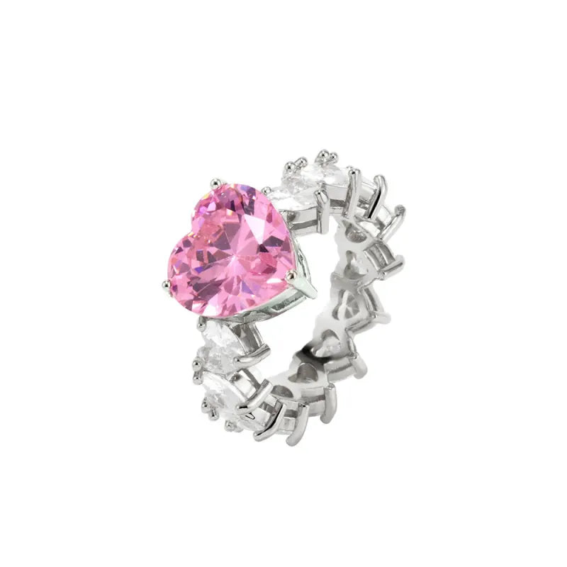 Heart Inlaid Zircon Ring