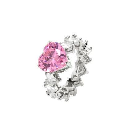 Heart Inlaid Zircon Ring