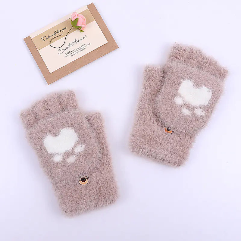 Guantes de Punto con Garra de Gato para Invierno