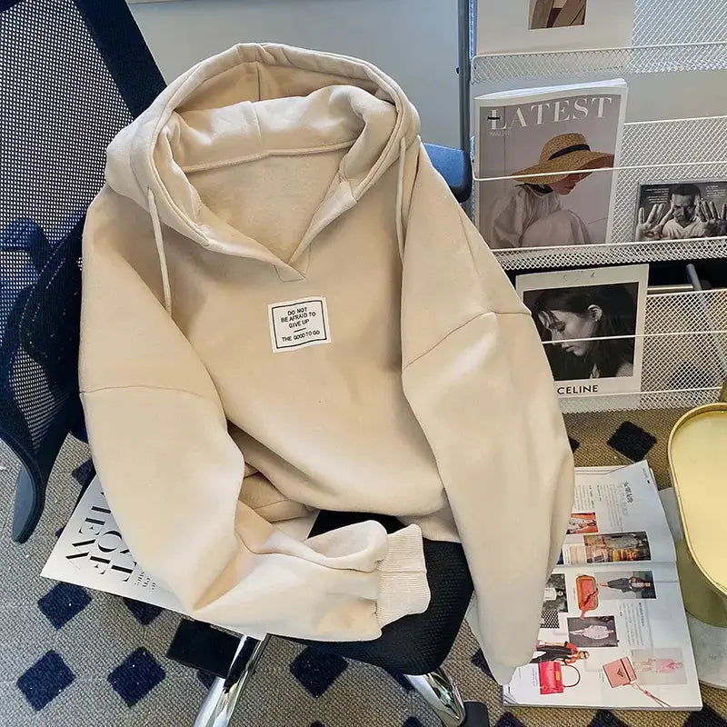 Women's Solid Active Hooded Fleece Lined Sweatshirt