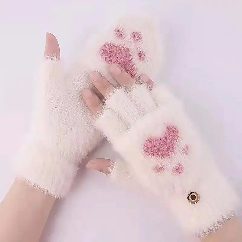 Guantes de Punto con Garra de Gato para Invierno
