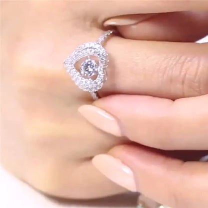 Heart-Shaped Diamond Ring for Women with Zircon Stones