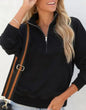 Solid Color Women's Long Sleeve Zip Pullover Sweater