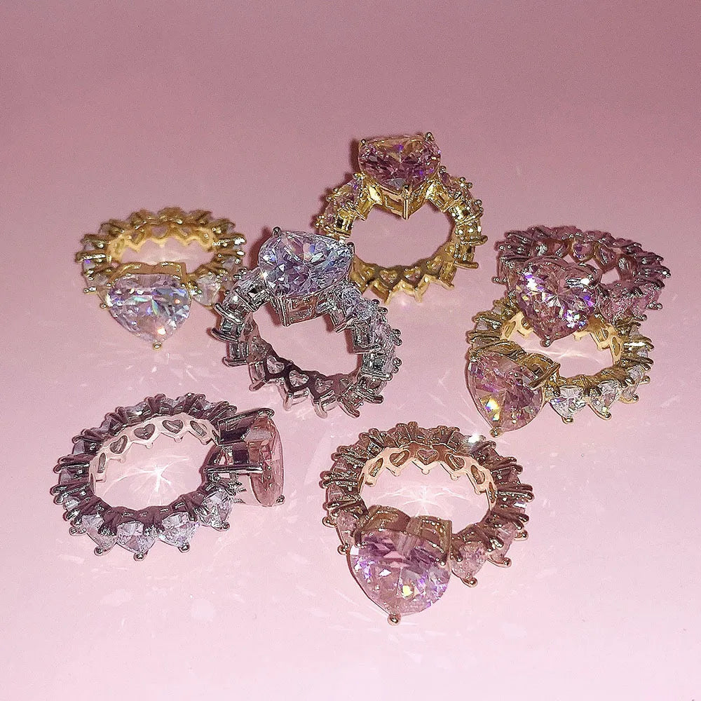 Heart Inlaid Zircon Ring