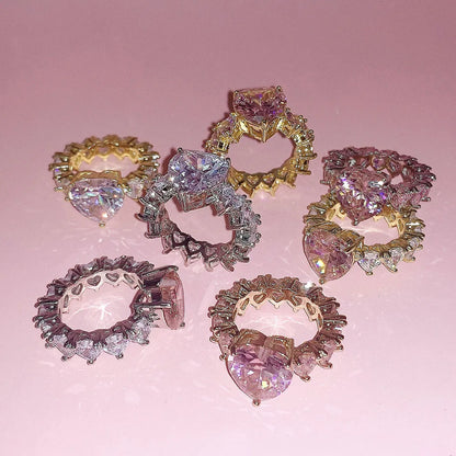 Heart Inlaid Zircon Ring
