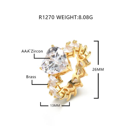 Heart Inlaid Zircon Ring