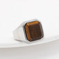 Men's Simple Square Tiger Eye Gem Fashion Ring