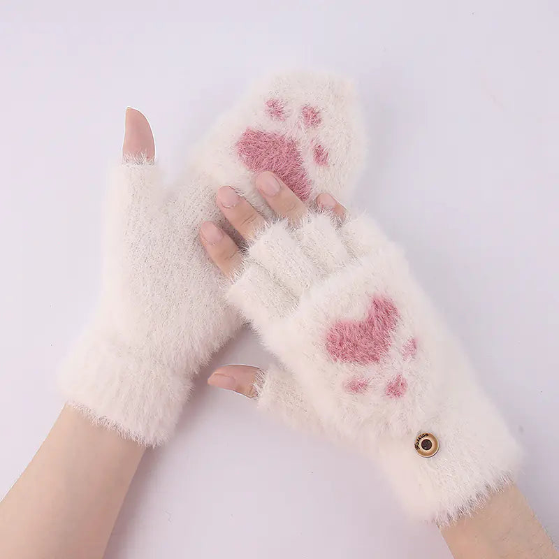 Guantes de Punto con Garra de Gato para Invierno
