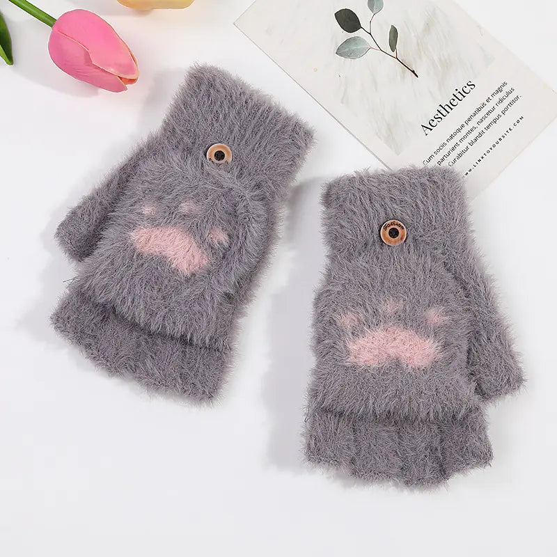 Guantes de Punto con Garra de Gato para Invierno