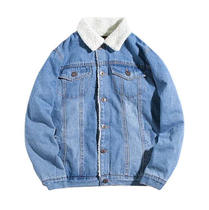 Men's Thick Fleece Denim Jacket for Autumn/Winter 2019