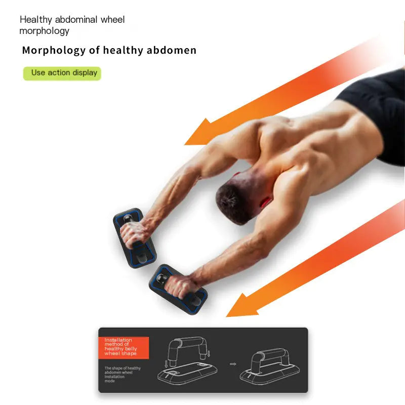 Rodillo Ab de 4 Ruedas con Soporte para Flexiones para Fitness