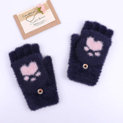 Guantes de Punto con Garra de Gato para Invierno
