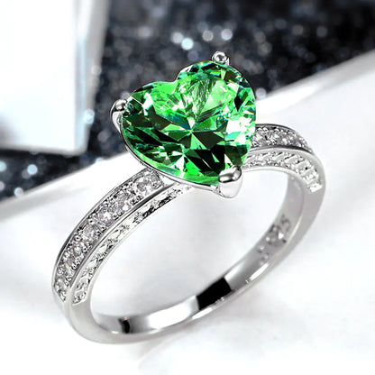 AAA Heart-shaped Zircon Inlaid Ring