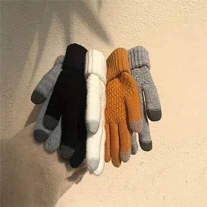 Guantes Térmicos de Lana Tejidos para Deportes de Invierno con Función Táctil