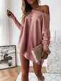 Loose Fit Long Sleeve Solid Color Sweater