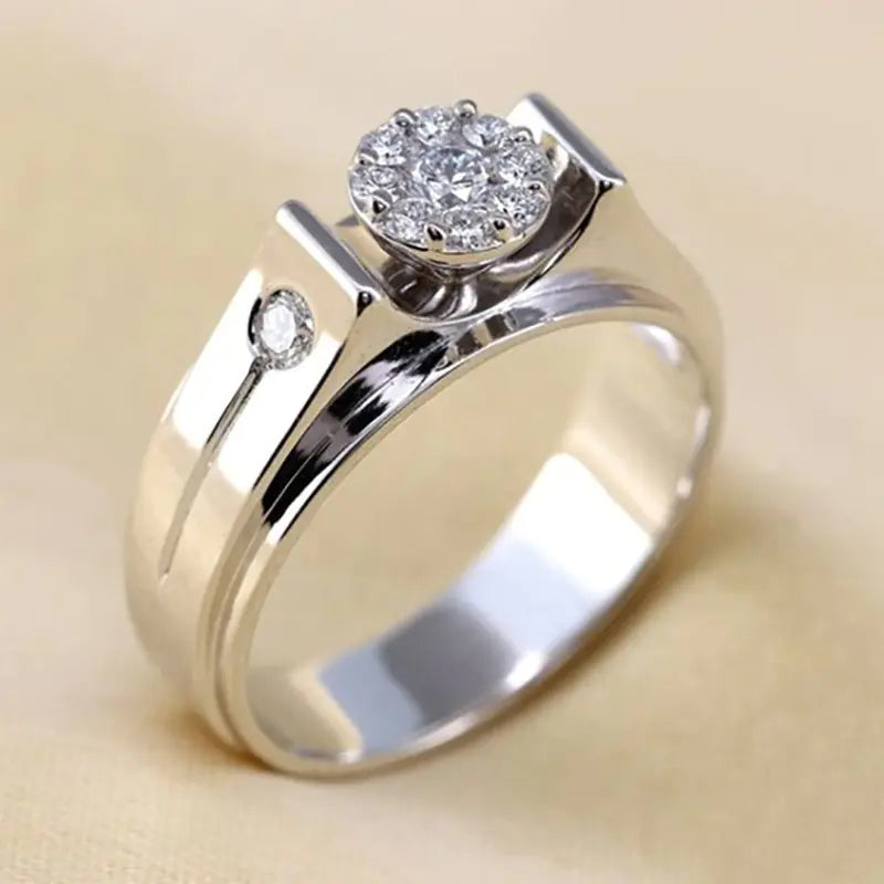 Heart-Shaped Diamond Ring for Women with Zircon Stones